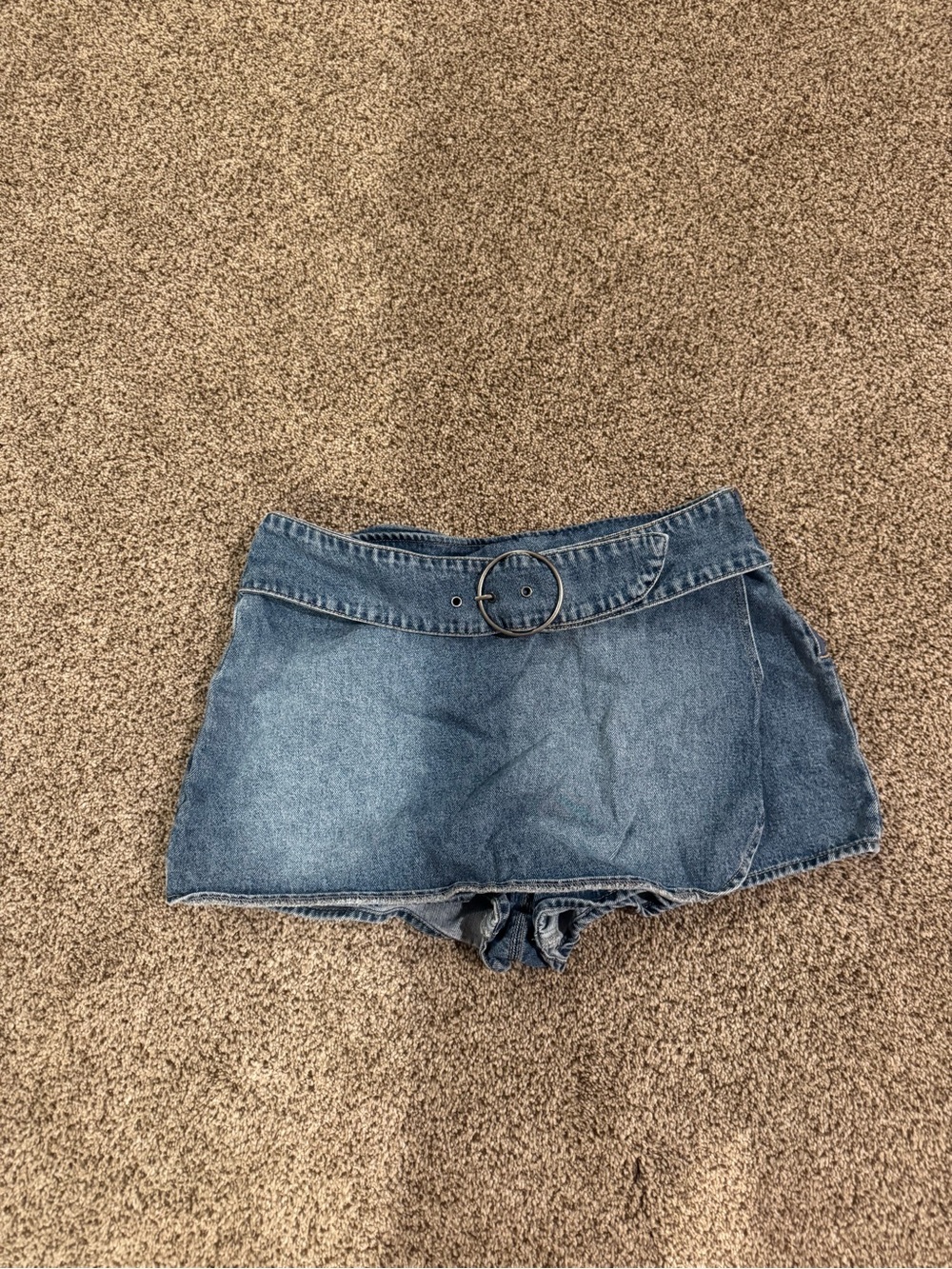 Rewash Blue Denim Skort Shorts with Ring Belt